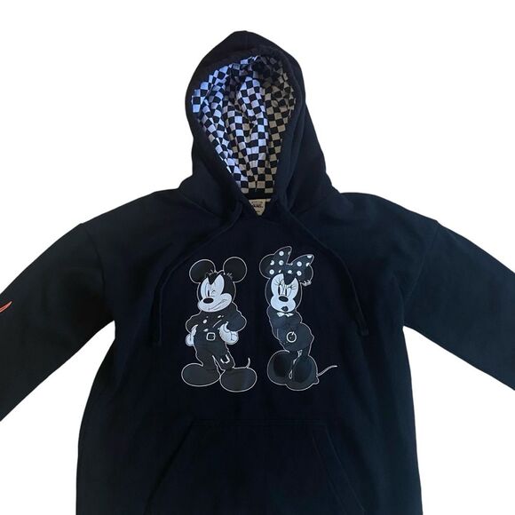 Vans x Disney Punk Mickey & Minnie Mouse Flames Checkered Pullover Hoodie Sz XS - Picture 6 of 16